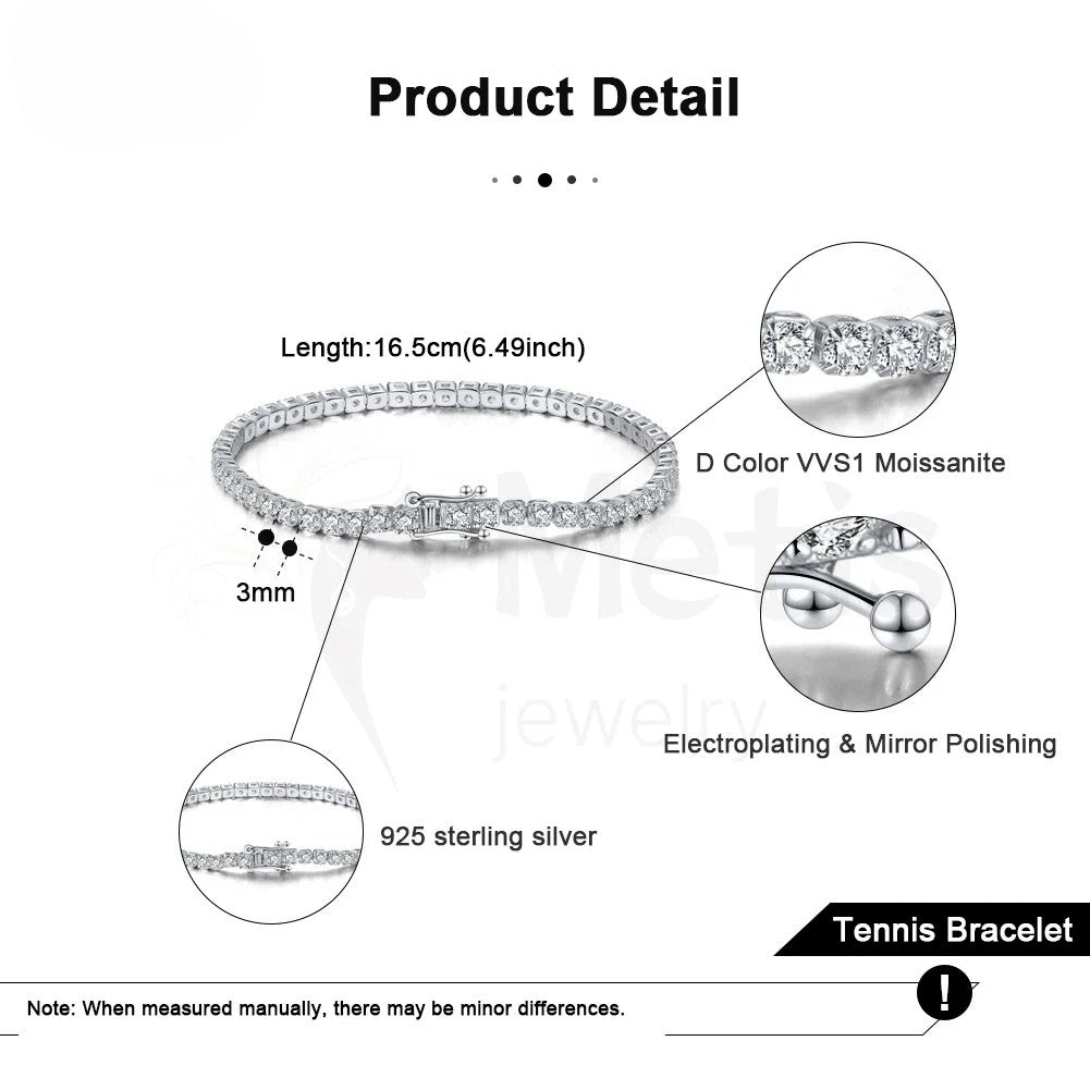 Moissanite Tennis Bracelet – 3mm D Color VVS1