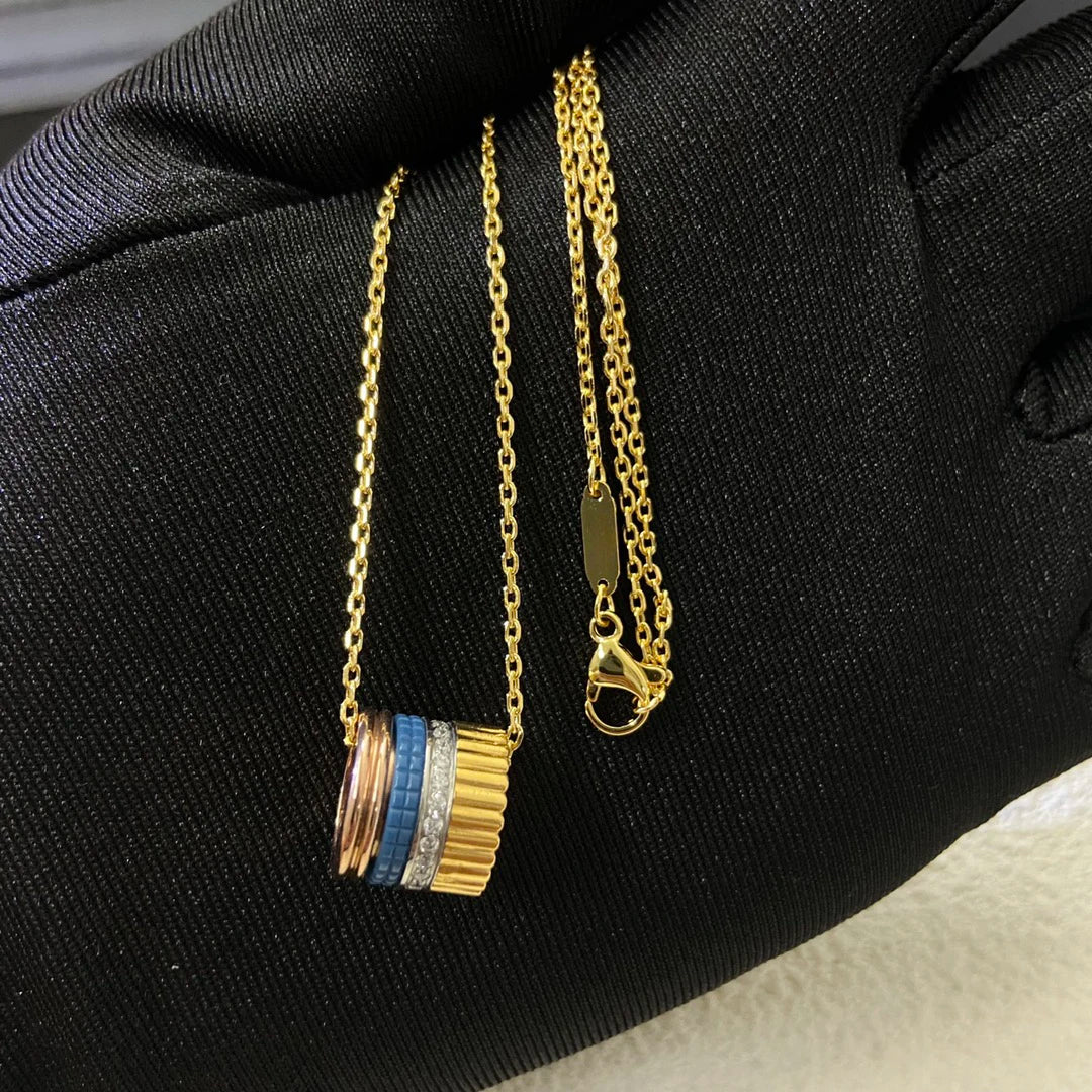 French Luxury Square Gear Moissanite Necklace