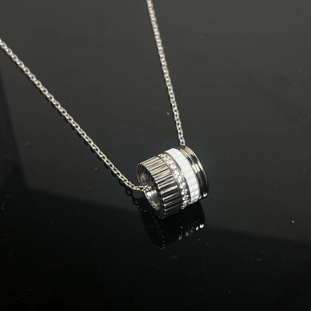 French Luxury Square Gear Moissanite Necklace
