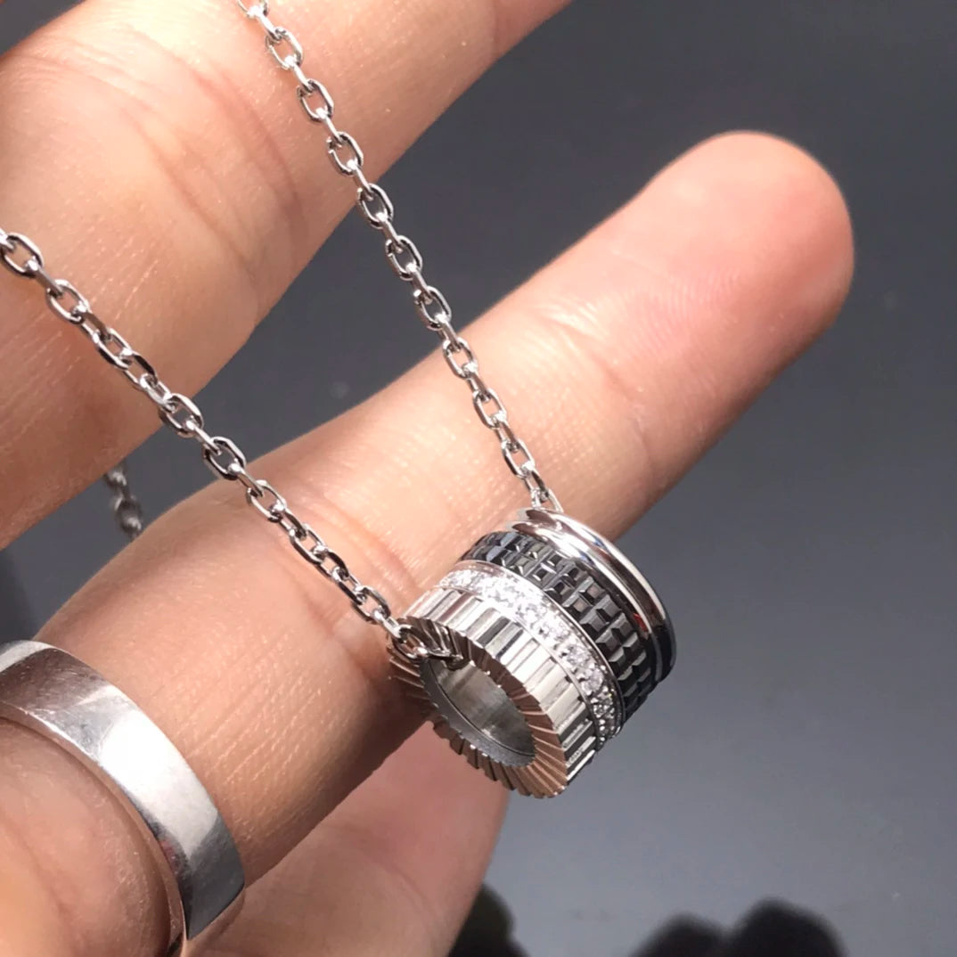 French Luxury Square Gear Moissanite Necklace