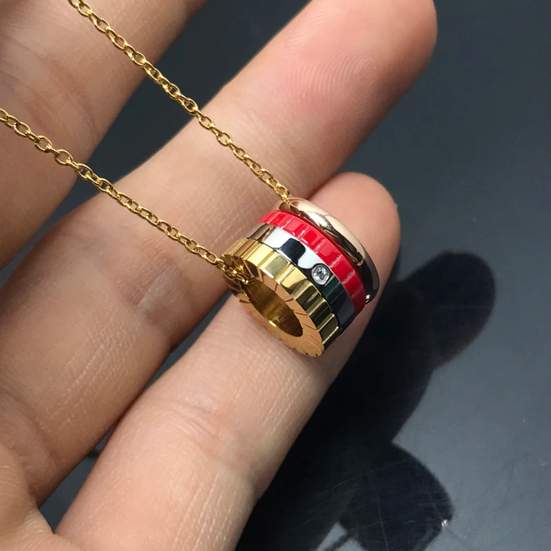 French Luxury Square Gear Moissanite Necklace
