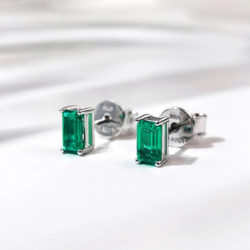 Colombian Emerald Studs in 925 Silver