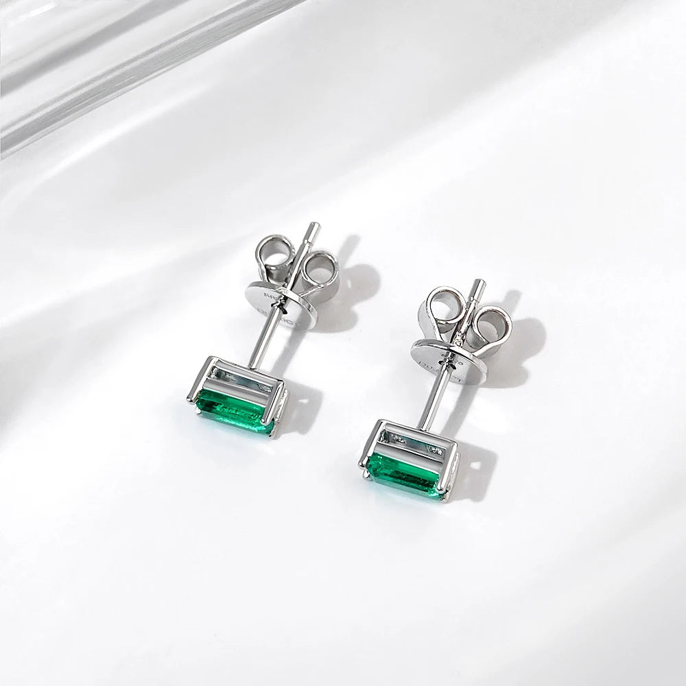 Colombian Emerald Studs in 925 Silver