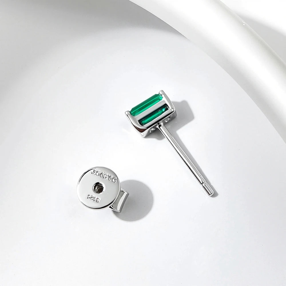 Colombian Emerald Studs in 925 Silver