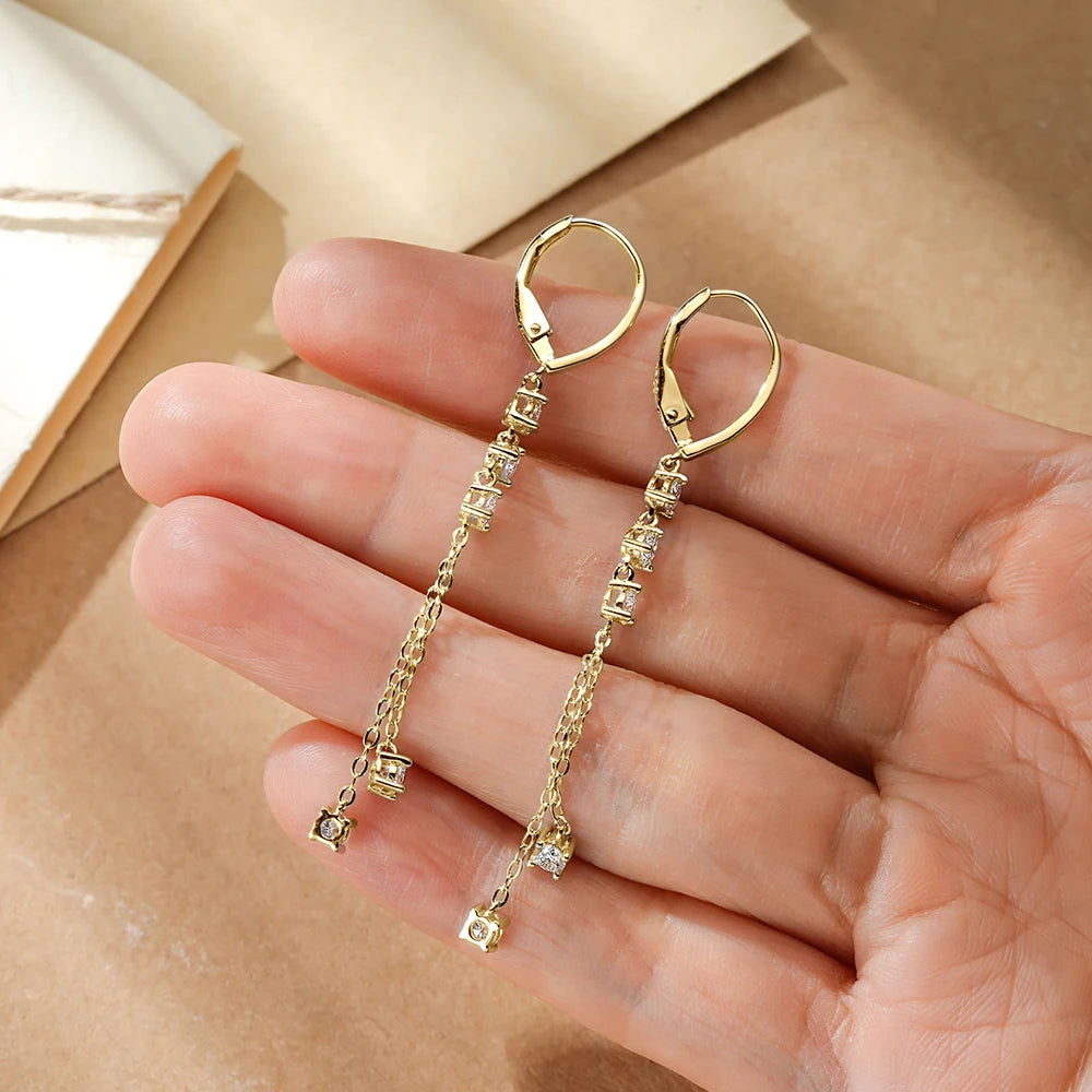 Sweetrain Moissanite Tassel Earrings