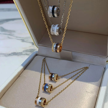 French Luxury Square Gear Moissanite Necklace