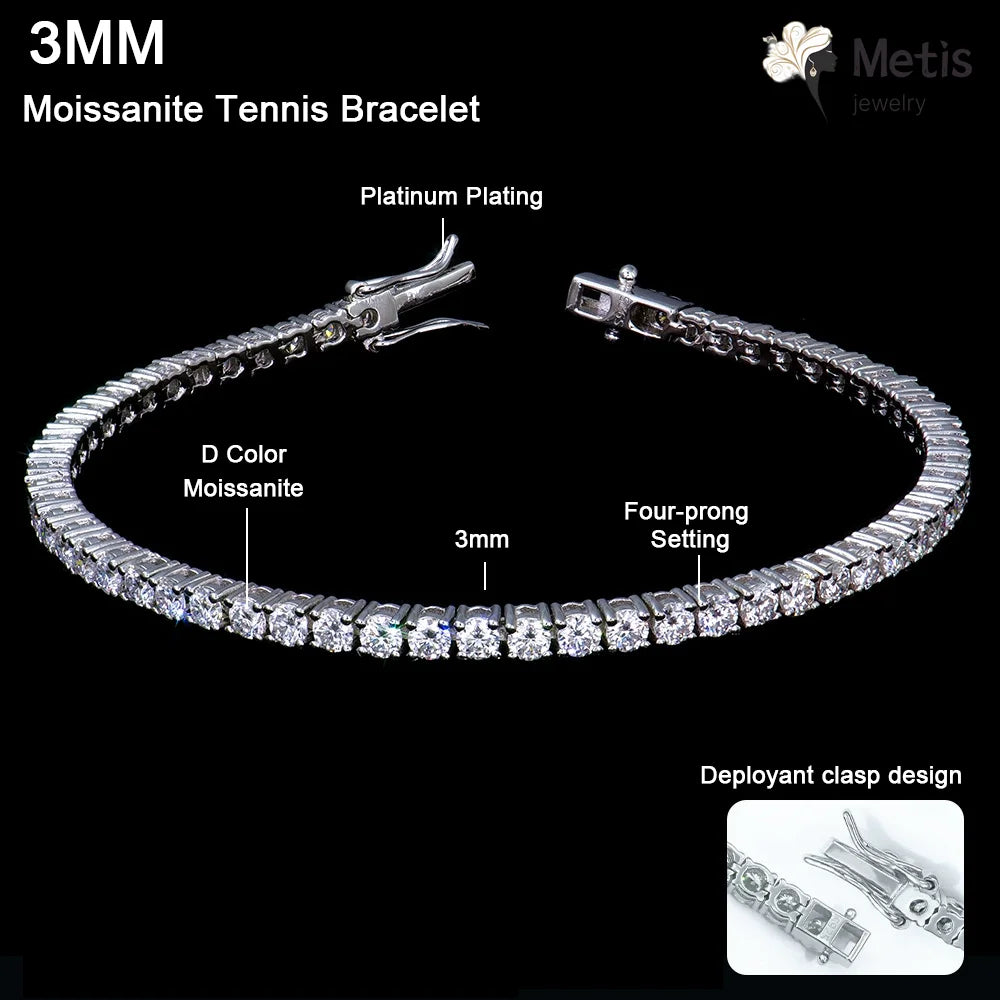 Moissanite Tennis Bracelet – 3mm D Color VVS1