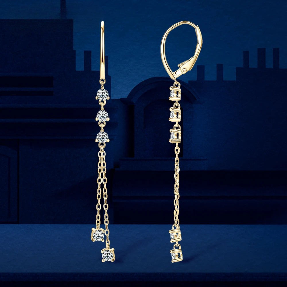 Sweetrain Moissanite Tassel Earrings