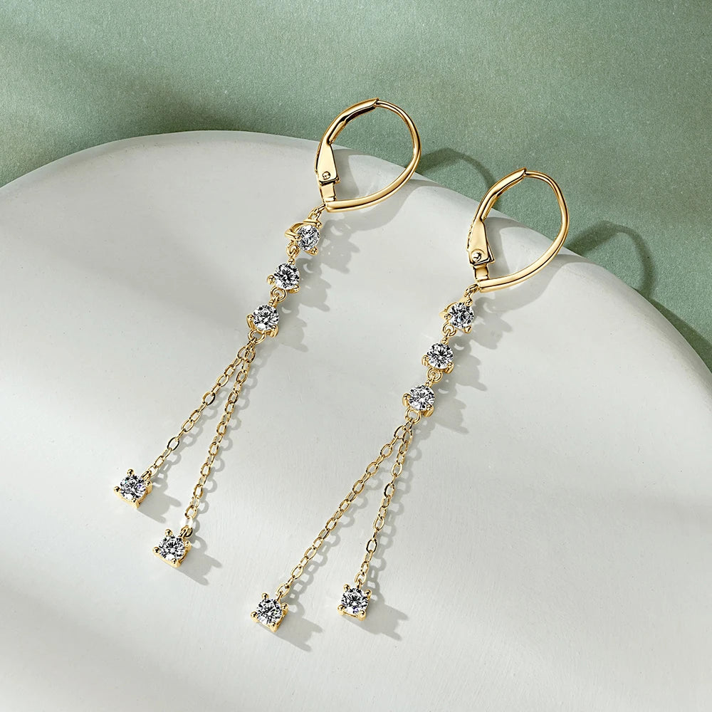 Sweetrain Moissanite Tassel Earrings