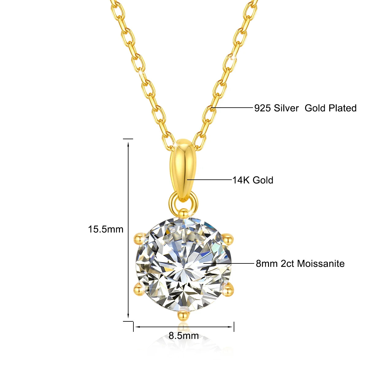Classic Six-Claw Moissanite Necklace