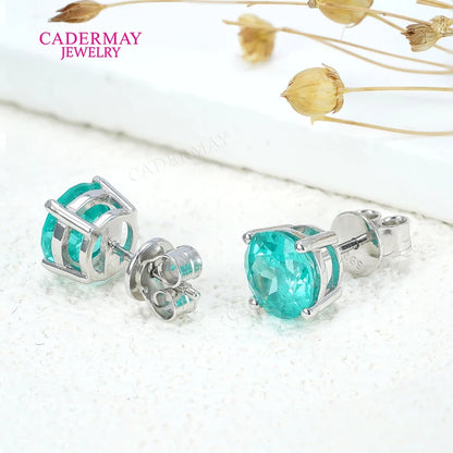 Paraiba Blue Stud Earrings in 925 Sterling Silver