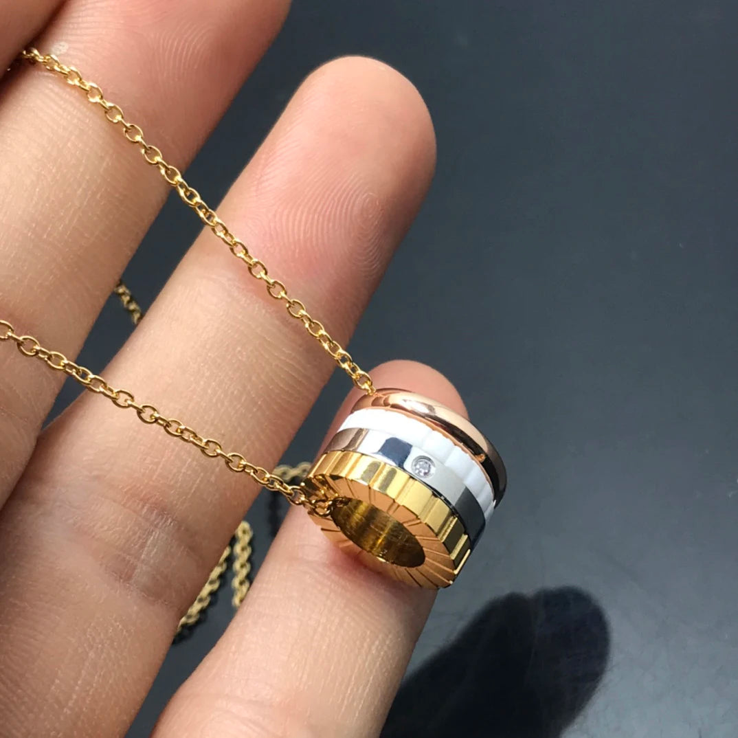 French Luxury Square Gear Moissanite Necklace