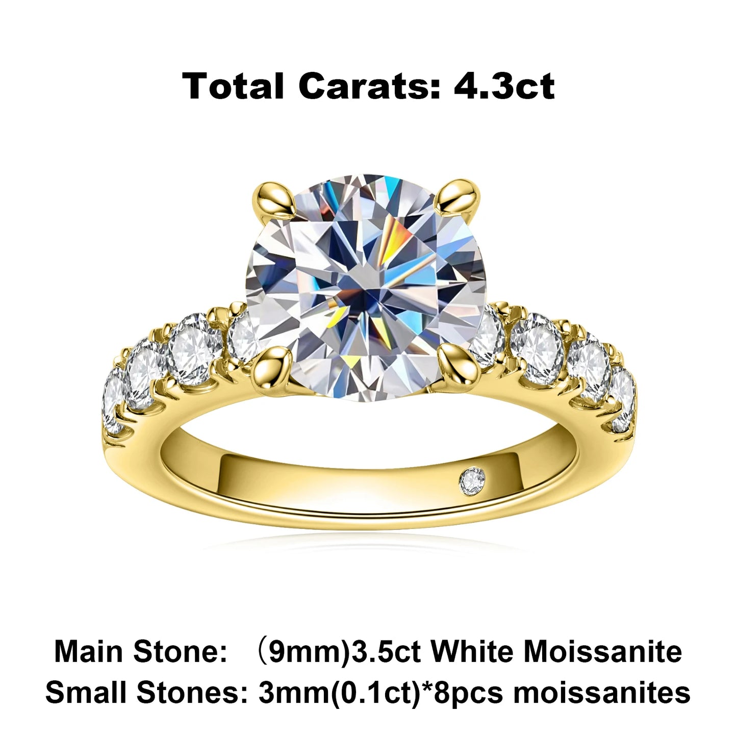 AnuJewel 4.3ct Moissanite Engagement Ring