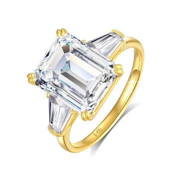 Emerald-Cut Moissanite Ring in 14K Gold
