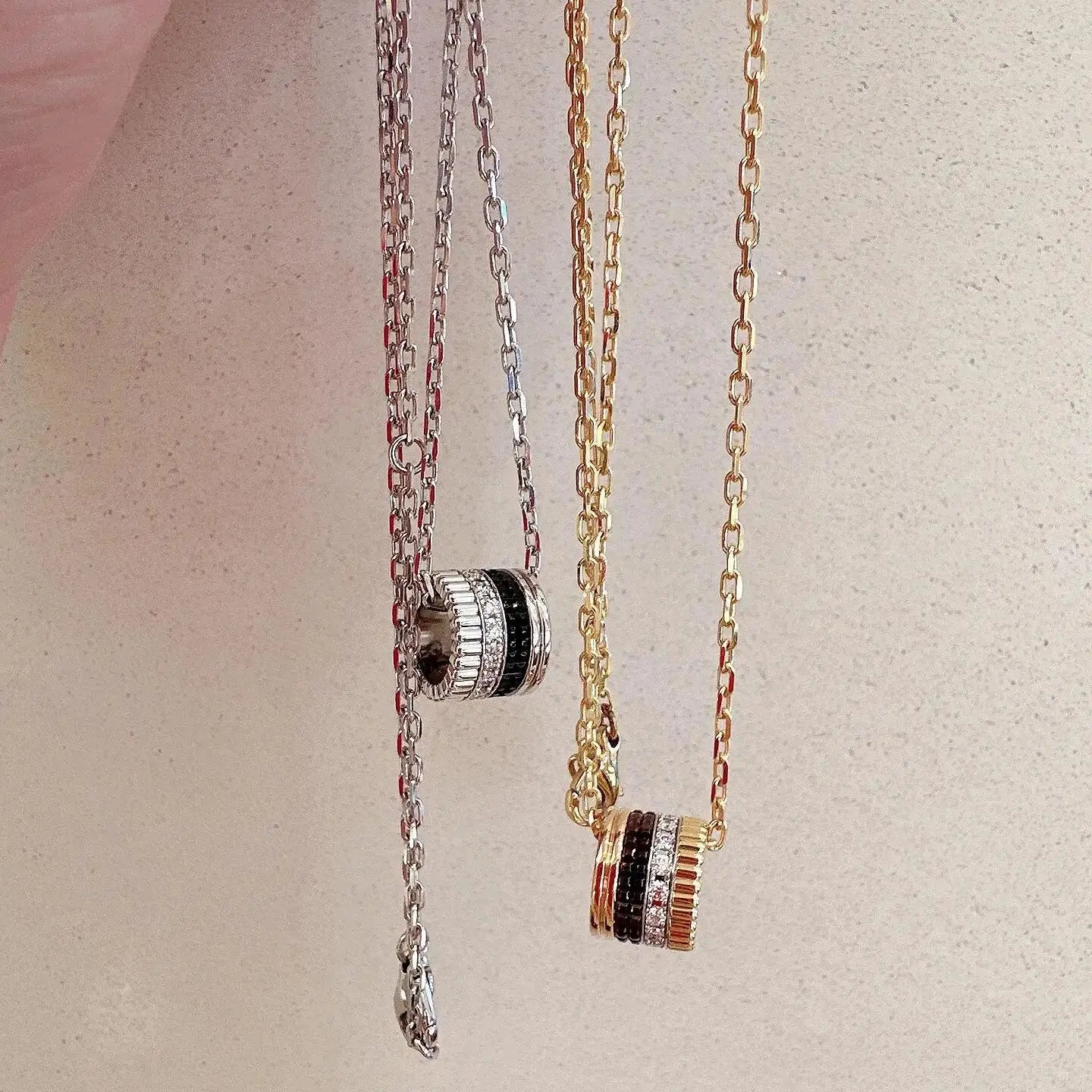 French Luxury Square Gear Moissanite Necklace