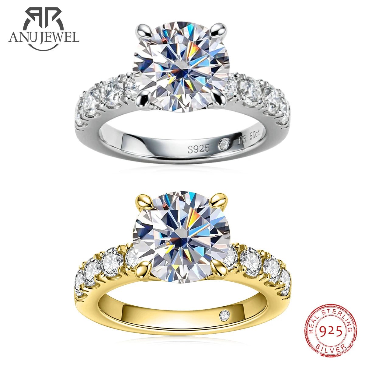 AnuJewel 4.3ct Moissanite Engagement Ring