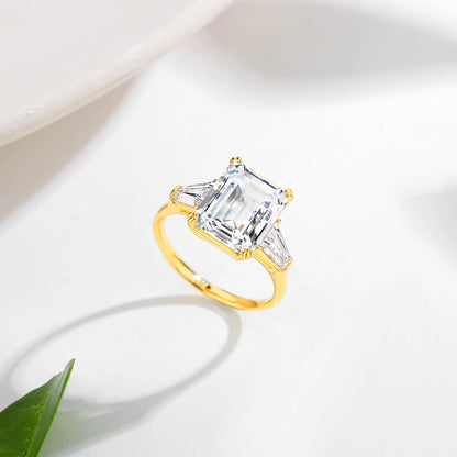 Emerald-Cut Moissanite Ring in 14K Gold