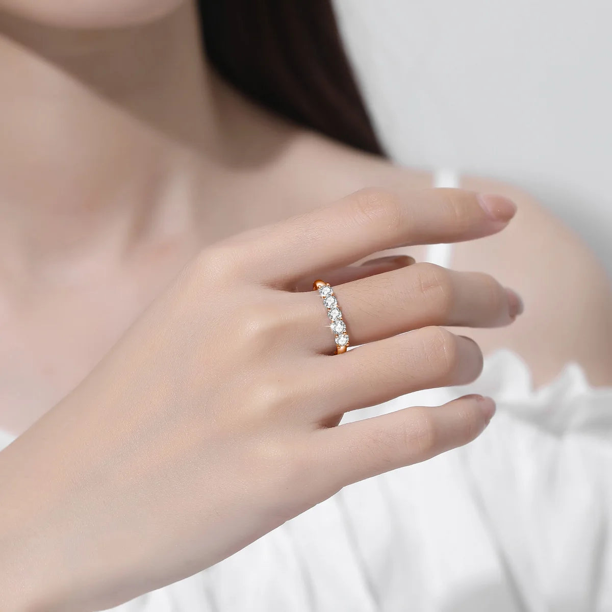 Moissanite Eternity Band in 925 Silver