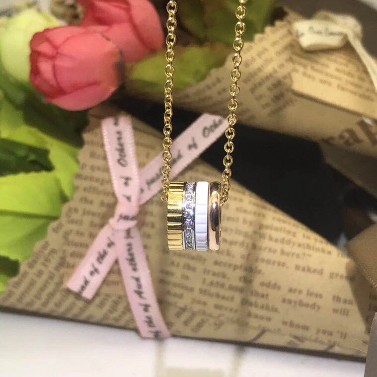 French Luxury Square Gear Moissanite Necklace