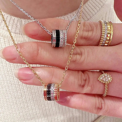 French Luxury Square Gear Moissanite Necklace