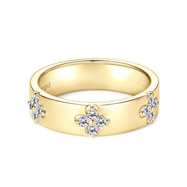 Lucky Clover Moissanite Ring – 925 Sterling Silver