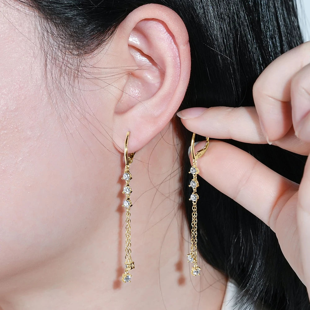 Sweetrain Moissanite Tassel Earrings