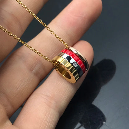 French Luxury Square Gear Moissanite Necklace