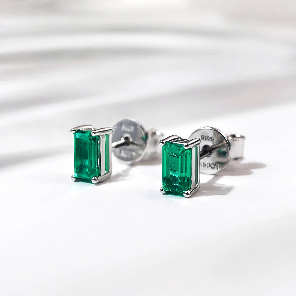 Colombian Emerald Studs in 925 Silver