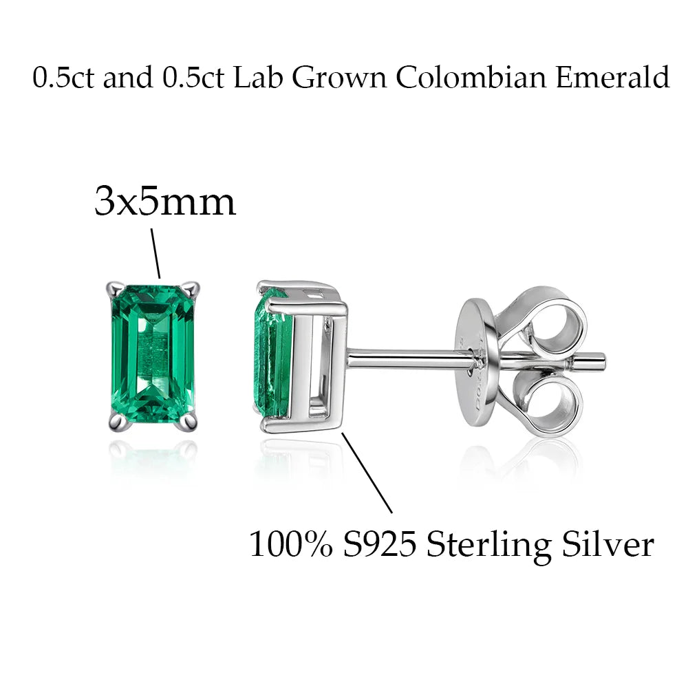 Colombian Emerald Studs in 925 Silver