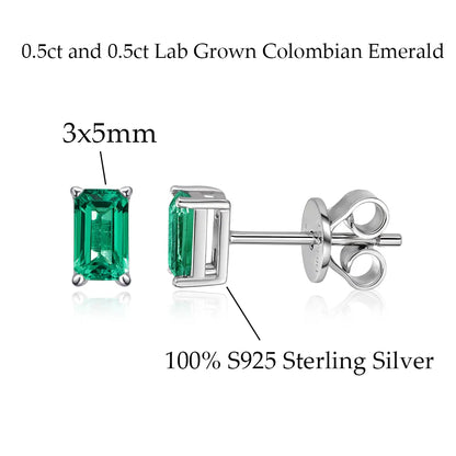 Colombian Emerald Studs in 925 Silver