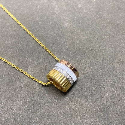 French Luxury Square Gear Moissanite Necklace