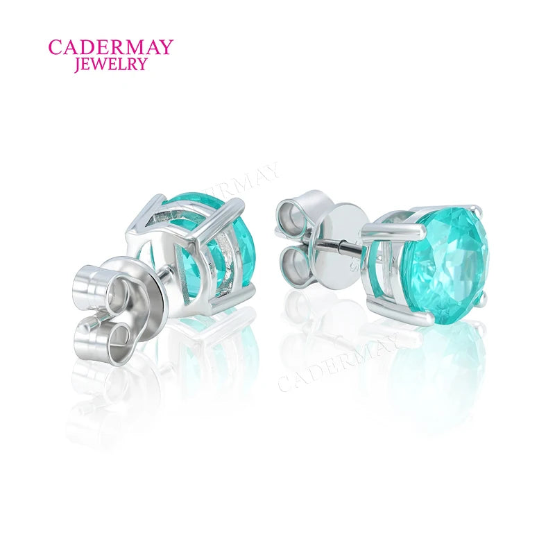 Paraiba Blue Stud Earrings in 925 Sterling Silver