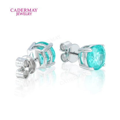 Paraiba Blue Stud Earrings in 925 Sterling Silver