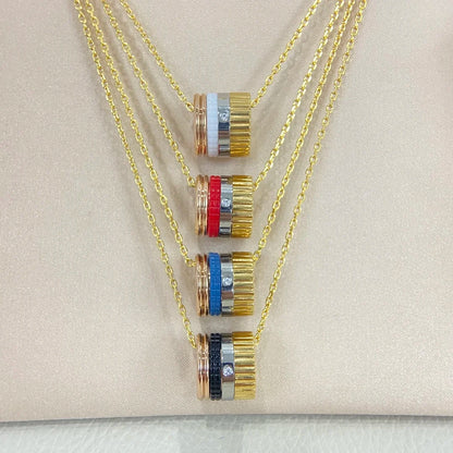 French Luxury Square Gear Moissanite Necklace