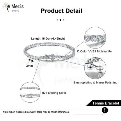 Moissanite Tennis Bracelet – 3mm D Color VVS1