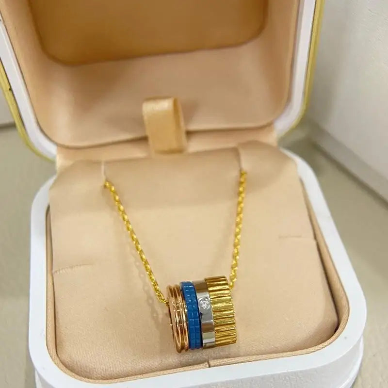 French Luxury Square Gear Moissanite Necklace