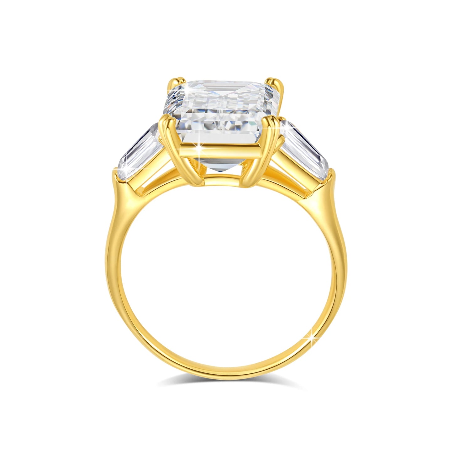 Emerald-Cut Moissanite Ring in 14K Gold