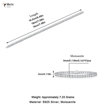 Moissanite Tennis Bracelet – 3mm D Color VVS1