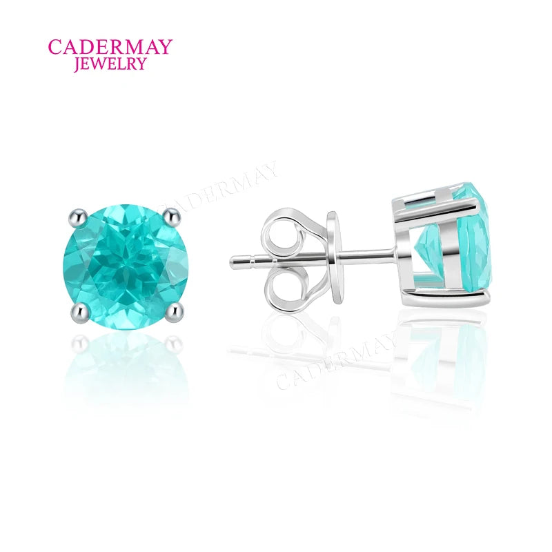 Paraiba Blue Stud Earrings in 925 Sterling Silver