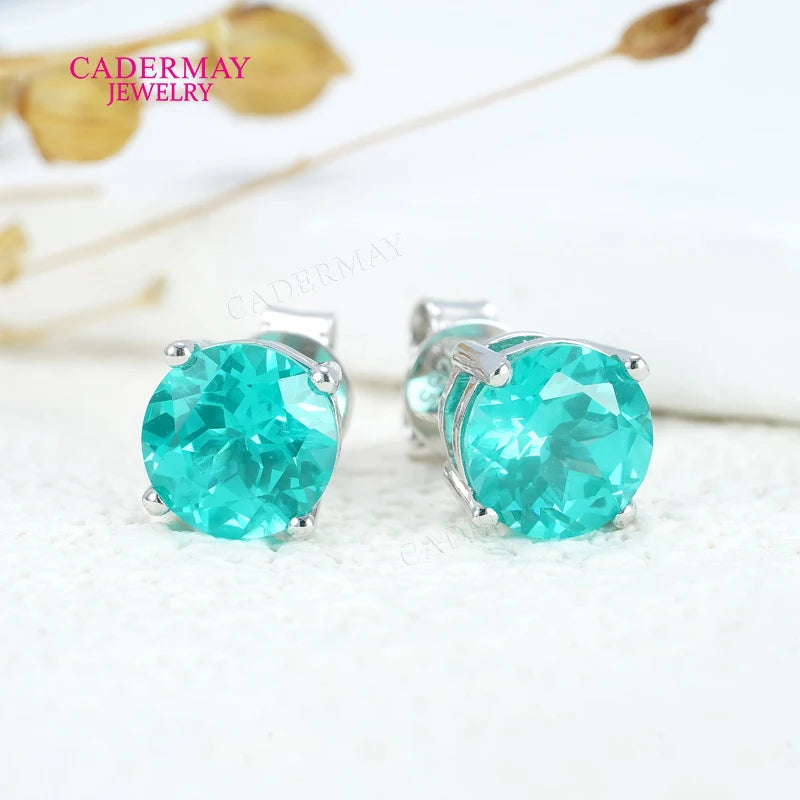 Paraiba Blue Stud Earrings in 925 Sterling Silver