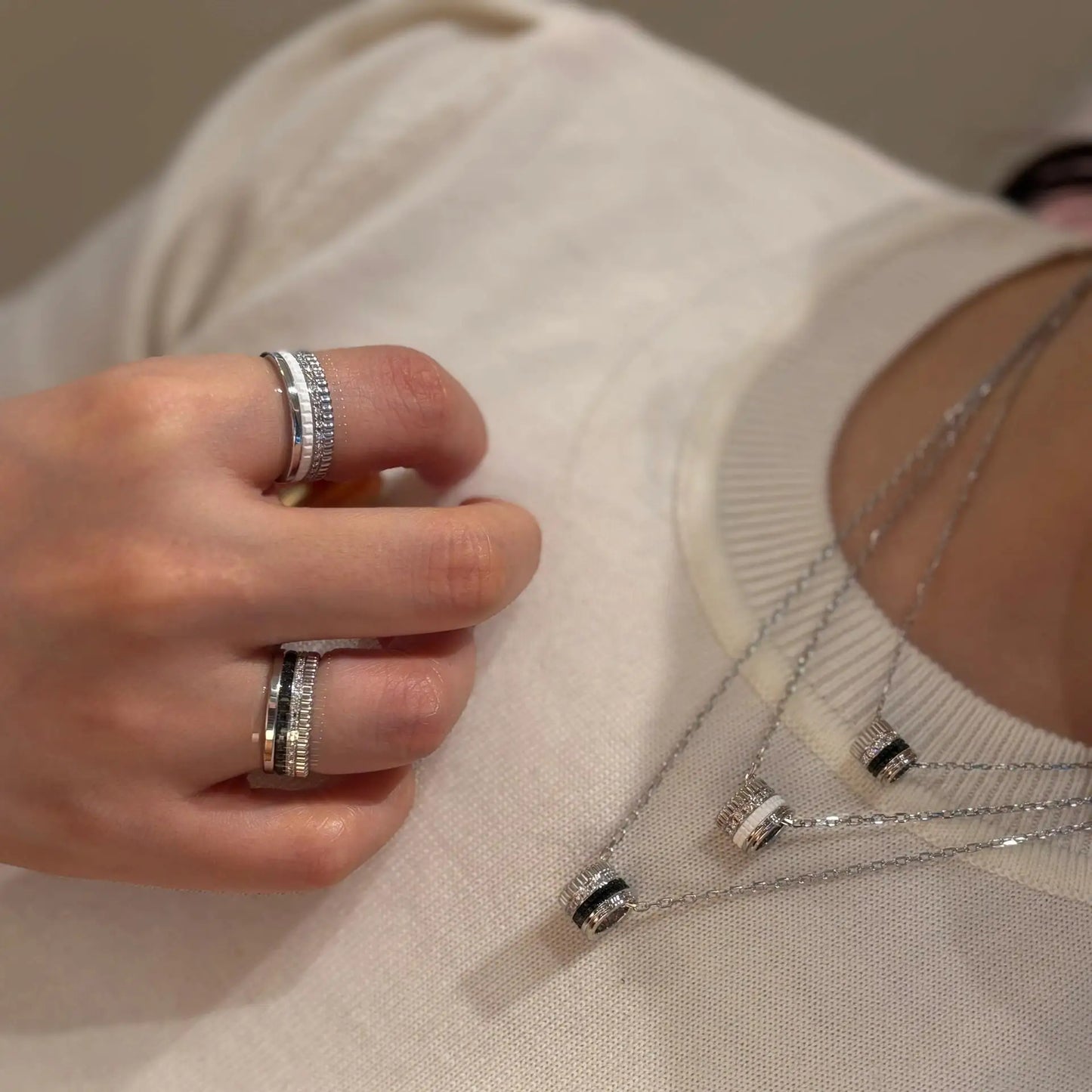 French Luxury Square Gear Moissanite Necklace