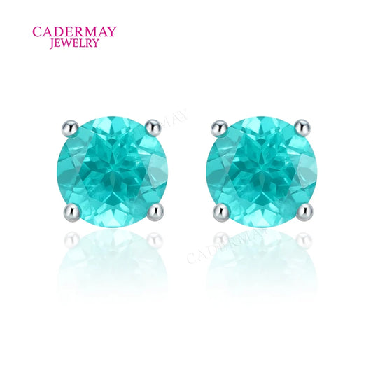 Paraiba Blue Stud Earrings in 925 Sterling Silver