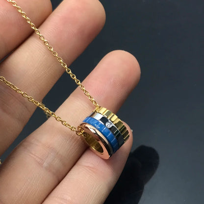 French Luxury Square Gear Moissanite Necklace