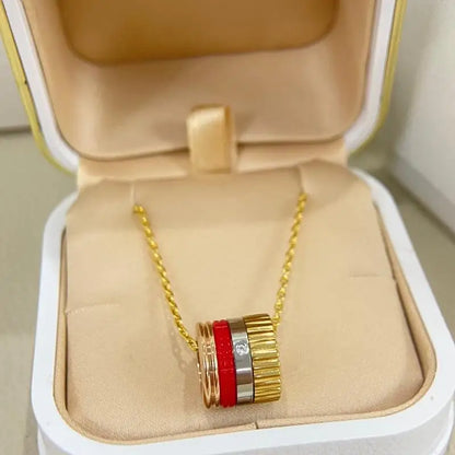 French Luxury Square Gear Moissanite Necklace