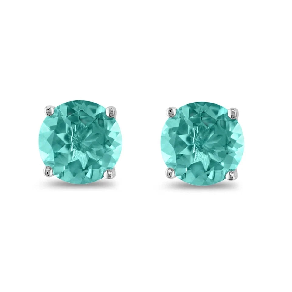 Paraiba Blue Stud Earrings in 925 Sterling Silver